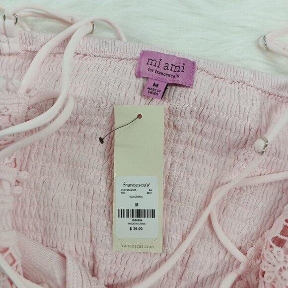 NWT FRANCESCA Mi Ami Bralette Lace Smocked M(8-10) Pink Stra Cross Back - Picture 10 of 12